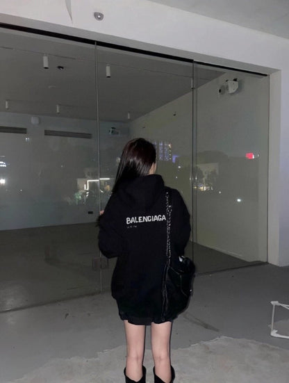 Sweat à capuche noir avec logo Balenciaga