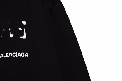 Balenciaga Logo Hoodie - Black Unisex Streetwear Limited Edition - This Balenciaga hoodie boasts a sleek black design with a modern, distressed logo on the