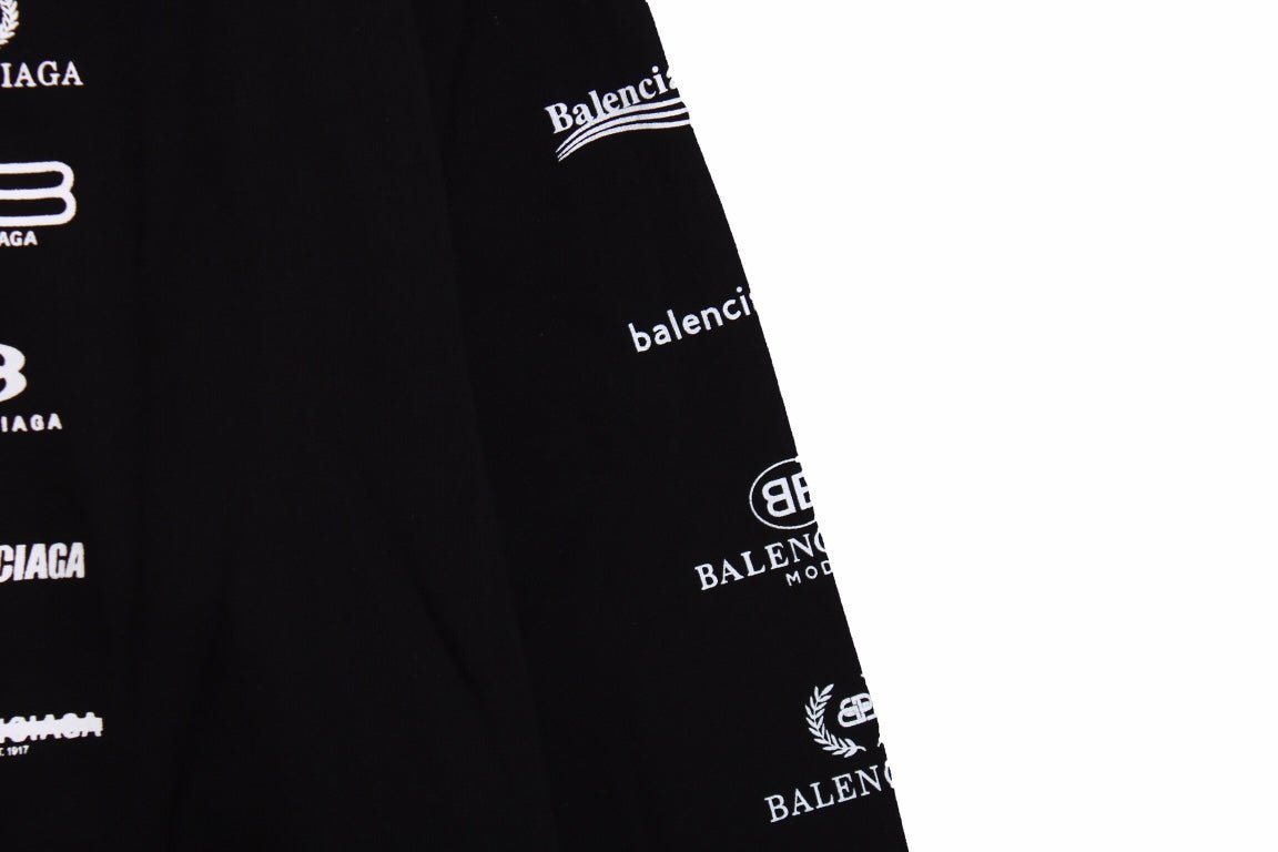 Sudadera Balenciaga negra con múltiples logotipos 