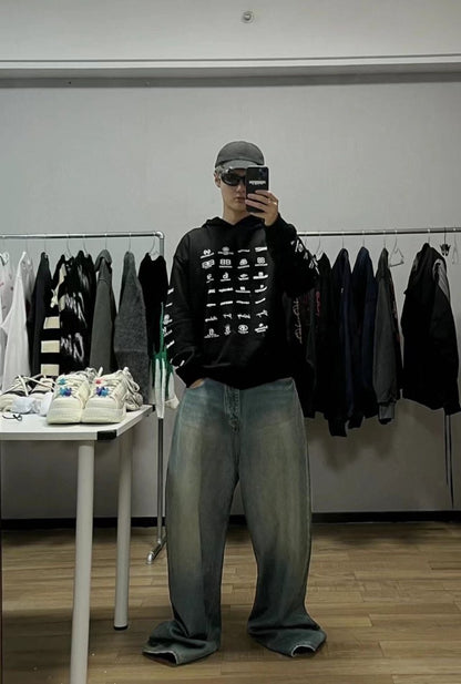 Sudadera Balenciaga negra con múltiples logotipos 