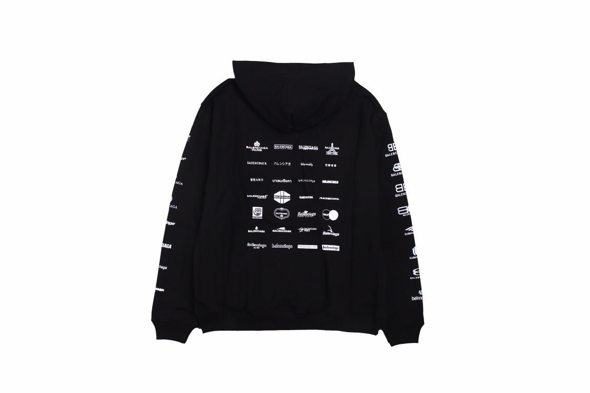 Balenciaga Multilogo Hoodie - Black Unisex Streetwear Limited Edition