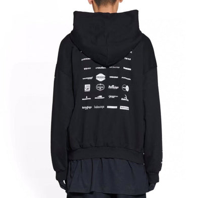 Sudadera Balenciaga negra con múltiples logotipos 
