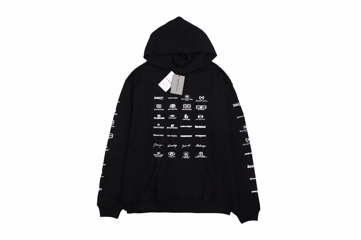 Balenciaga Multilogo Hoodie - Black Unisex Streetwear Limited Edition