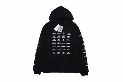 Balenciaga Multilogo Hoodie - Black Unisex Streetwear Limited Edition