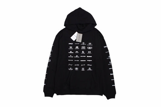 Balenciaga Multilogo Hoodie - Black Unisex Streetwear Limited Edition