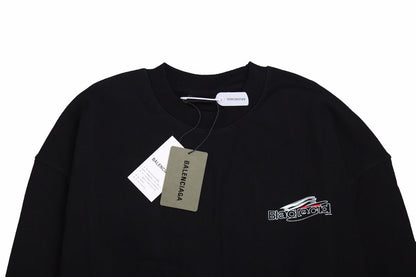 Balenciaga Sweatshirt - Black Unisex Streetwear Limited Edition - This Balenciaga sweatshirt features a subtle logo graphic on the chest. It is crafted from