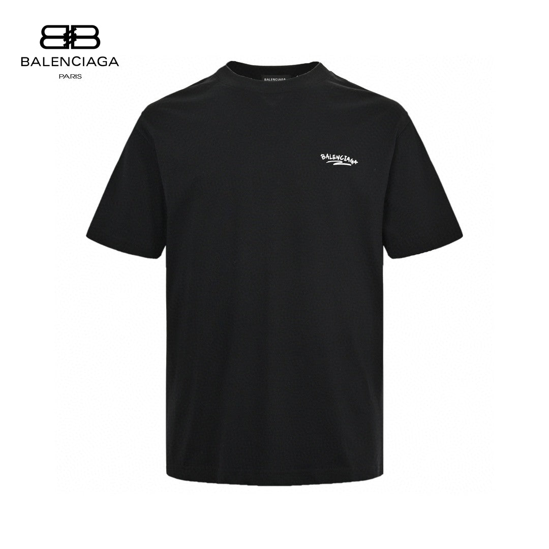 Balenciaga T-shirt With Bold Graphic - Black Unisex Streetwear Limited Edition - The Balenciaga Black T-Shirt with Bold Graphic is a striking piece designed for those who