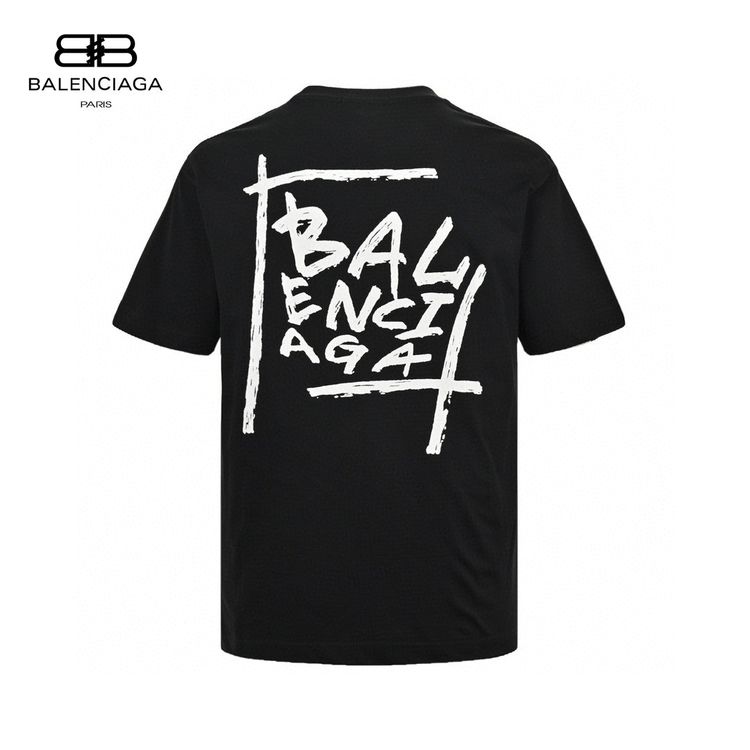 Balenciaga T-shirt With Bold Graphic - Black Unisex Streetwear Limited Edition - The Balenciaga Black T-Shirt with Bold Graphic is a striking piece designed for those who
