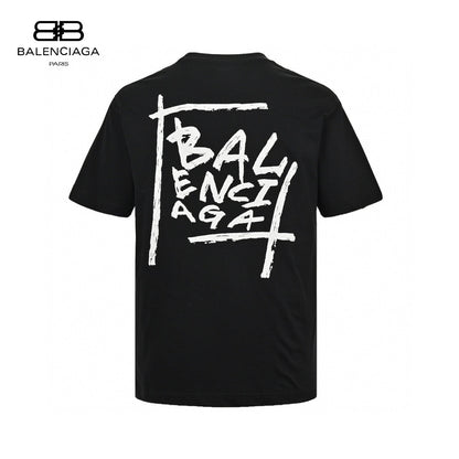 Balenciaga T-shirt With Bold Graphic - Black Unisex Streetwear Limited Edition - The Balenciaga Black T-Shirt with Bold Graphic is a striking piece designed for those who