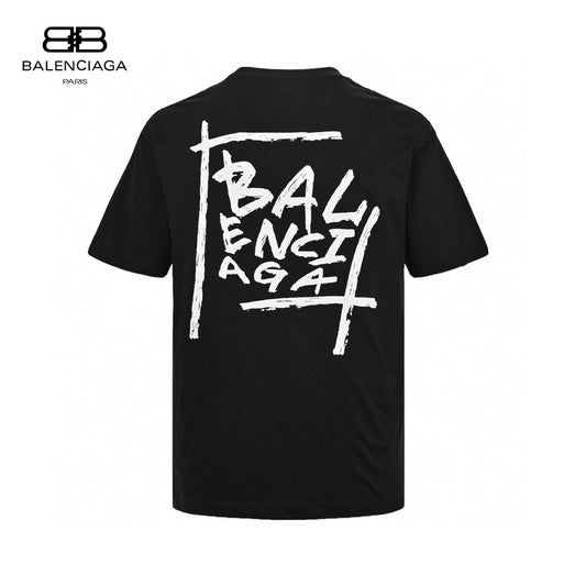 Balenciaga T-shirt With Bold Graphic - Black Unisex Streetwear Limited Edition - The Balenciaga Black T-Shirt with Bold Graphic is a striking piece designed for those who