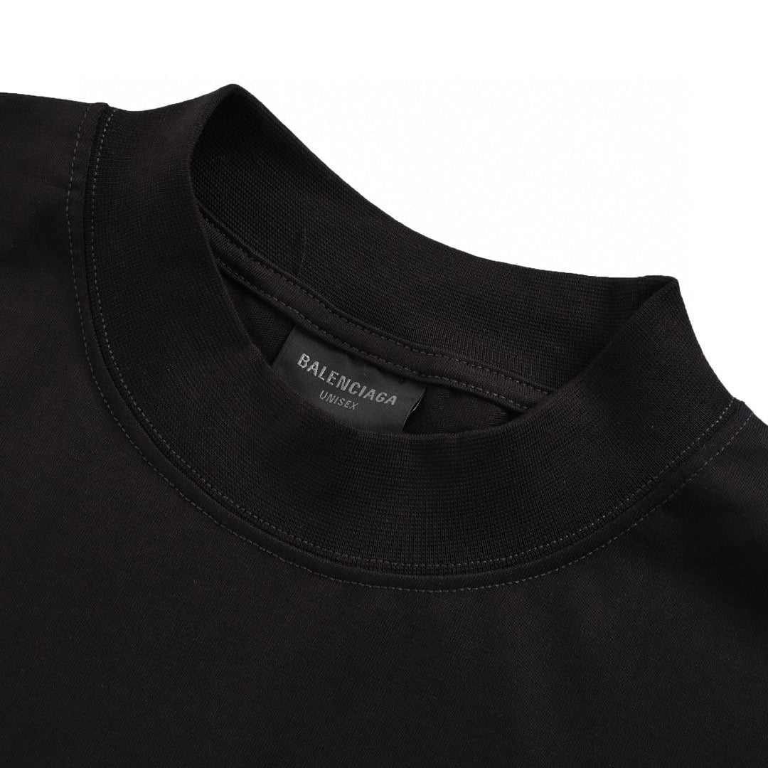 Balenciaga T-shirt With Label Detail - Black Unisex Streetwear Limited Edition - <span>Minimalist design. Features a small label detail at the bottom. Made from premium fabric for