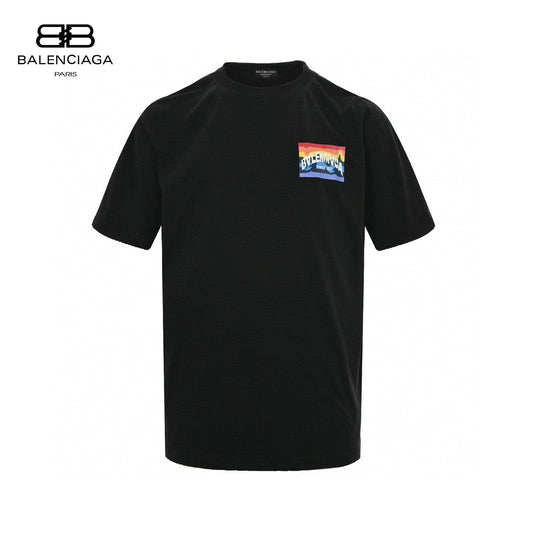 Balenciaga T-shirt With Mountain Graphic - Black Unisex Streetwear Limited Edition - <span>Simple and stylish. Features a colorful mountain graphic on the chest. Made from high-quality fabric.