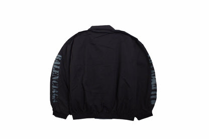 Balenciaga Zip-up Jacket - Black Unisex Streetwear Limited Edition - This Balenciaga jacket features a minimalist black design with a zip-up front. It has subtle