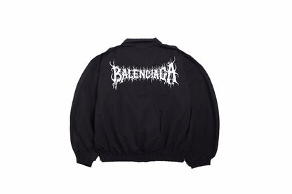 Balenciaga Zip-up Jacket - Black Unisex Streetwear Limited Edition - This Balenciaga jacket features a minimalist black design with a zip-up front. It has a