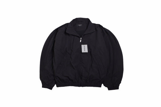 Balenciaga Zip-up Jacket - Black Unisex Streetwear Limited Edition - This Balenciaga jacket features a minimalist black design with a zip-up front. It has a