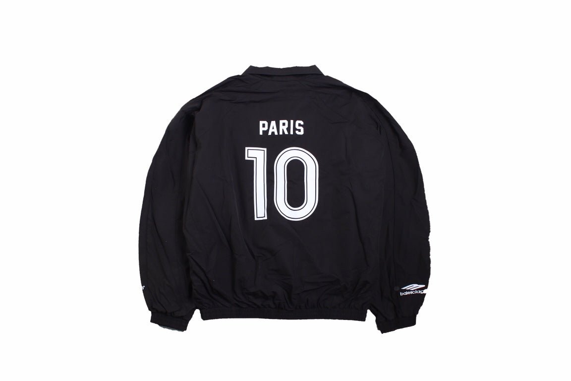 Balenciaga Zip-up Track Jacket - Black Unisex Streetwear Limited Edition - This Balenciaga jacket features a sporty design with a black base. It has a zip-up