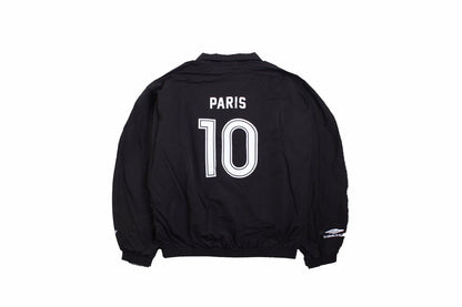 Balenciaga Zip-up Track Jacket - Black Unisex Streetwear Limited Edition - This Balenciaga jacket features a sporty design with a black base. It has a zip-up