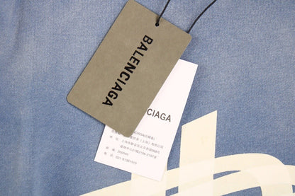 Sudadera con capucha azul con logo gráfico de Balenciaga