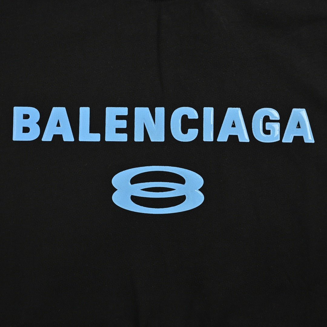 Camiseta Balenciaga con logo azul (negra)