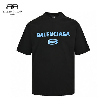 Balenciaga Blue Logo T-shirt (black) Unisex Streetwear Limited Edition - The Balenciaga Blue Logo T-Shirt in black is a stylish and bold addition to any