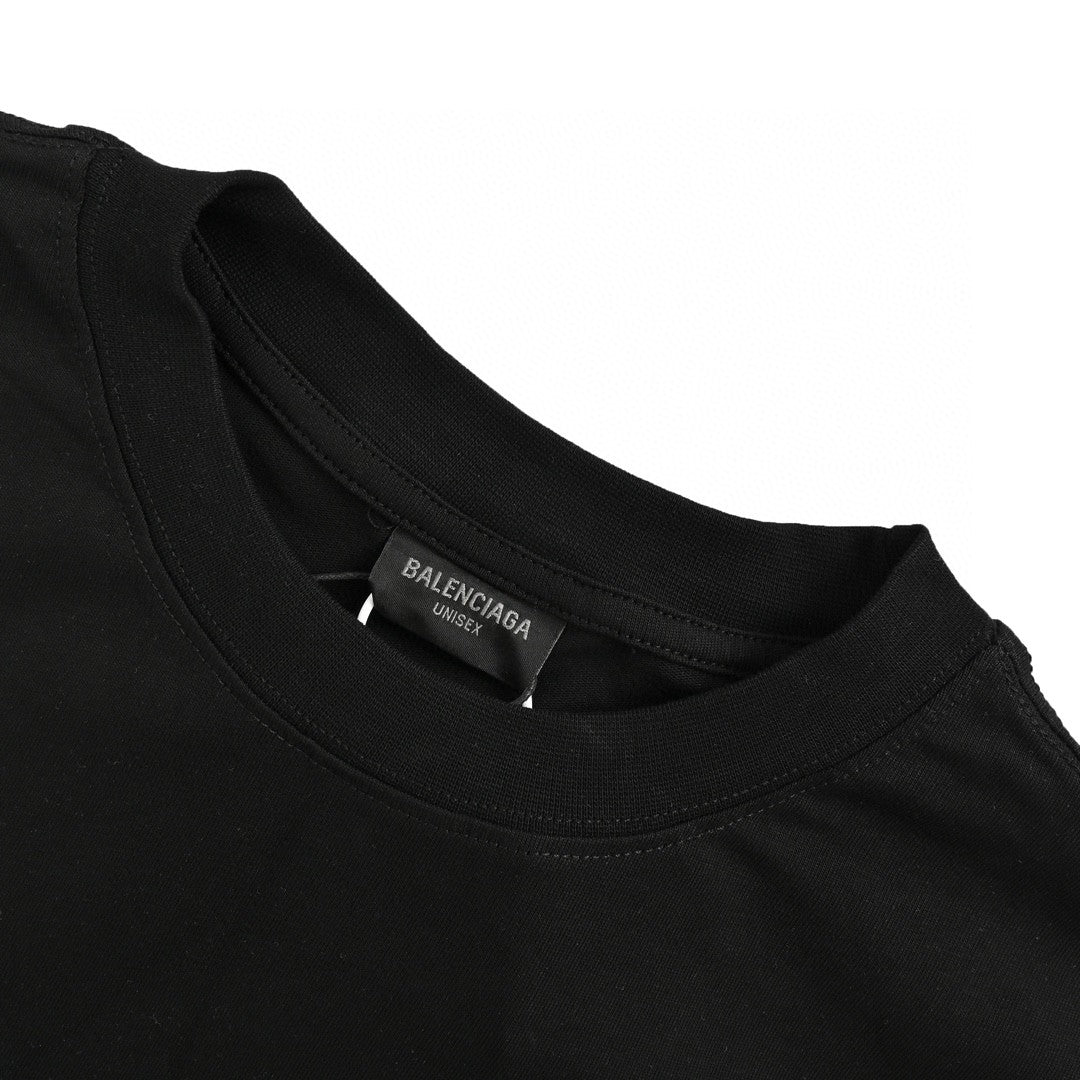 Balenciaga Blue Logo T-shirt (black) Unisex Streetwear Limited Edition - The Balenciaga Blue Logo T-Shirt in black is a stylish and bold addition to any