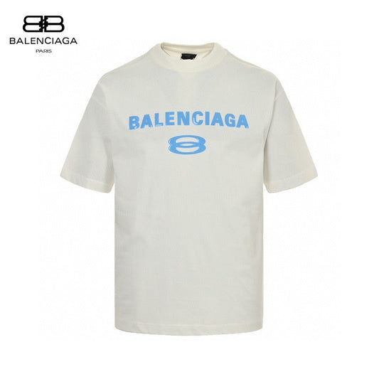 Balenciaga Blue Logo T-shirt (white) Unisex Streetwear Limited Edition - The Balenciaga Blue Logo T-Shirt in white is a fresh and modern take on classic