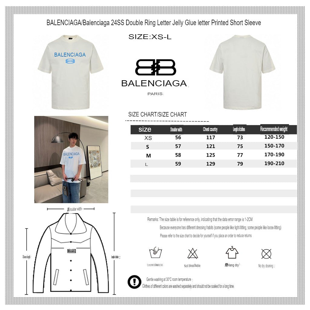 Balenciaga Blue Logo T-shirt (white) Unisex Streetwear Limited Edition - The Balenciaga Blue Logo T-Shirt in white offers a fresh and modern look with its
