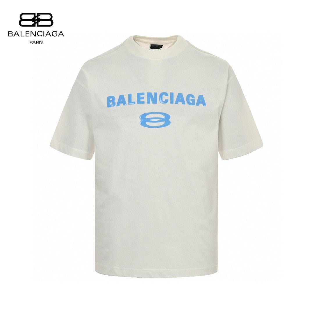Balenciaga Blue Logo T-shirt (white) Unisex Streetwear Limited Edition - The Balenciaga Blue Logo T-Shirt in white offers a fresh and modern look with its