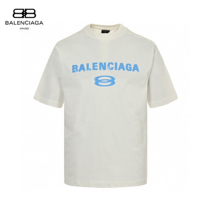Balenciaga Blue Logo T-shirt (white) Unisex Streetwear Limited Edition - The Balenciaga Blue Logo T-Shirt in white offers a fresh and modern look with its
