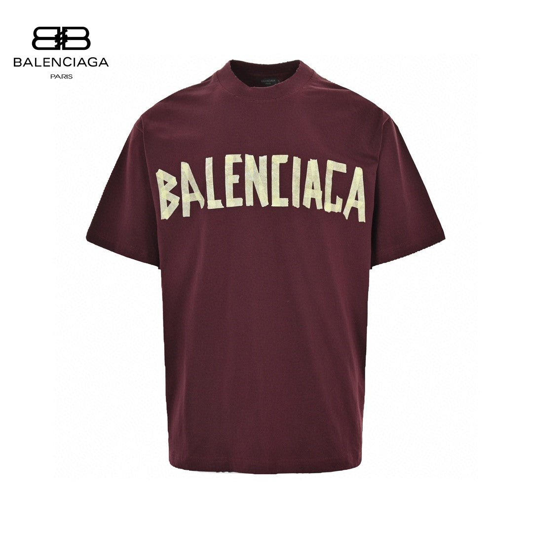 Balenciaga Burgundy Logo T-shirt Unisex Streetwear Limited Edition - <span>This Balenciaga t-shirt comes in a rich burgundy color, featuring a bold, oversized logo print