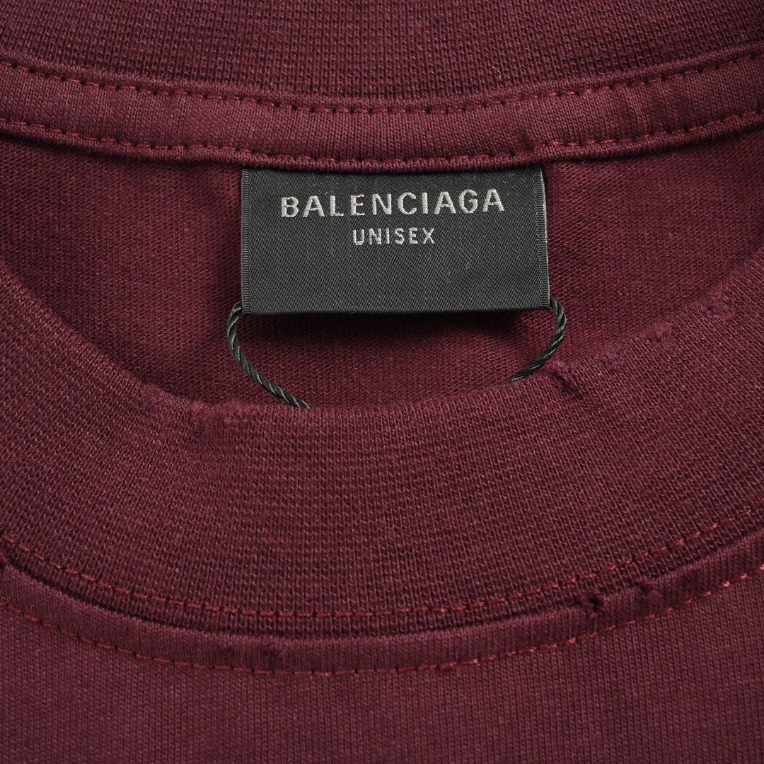 Balenciaga Burgundy Logo T-shirt Unisex Streetwear Limited Edition - <span>This Balenciaga t-shirt comes in a rich burgundy color, featuring a bold, oversized logo print