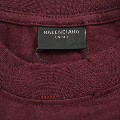 Balenciaga Burgundy Logo T-shirt Unisex Streetwear Limited Edition - <span>This Balenciaga t-shirt comes in a rich burgundy color, featuring a bold, oversized logo print