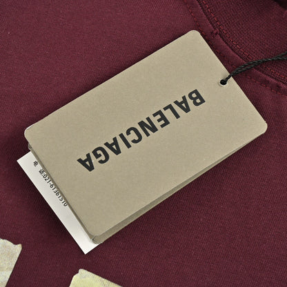 Balenciaga Burgundy Logo T-shirt Unisex Streetwear Limited Edition - <span>This Balenciaga t-shirt comes in a rich burgundy color, featuring a bold, oversized logo print
