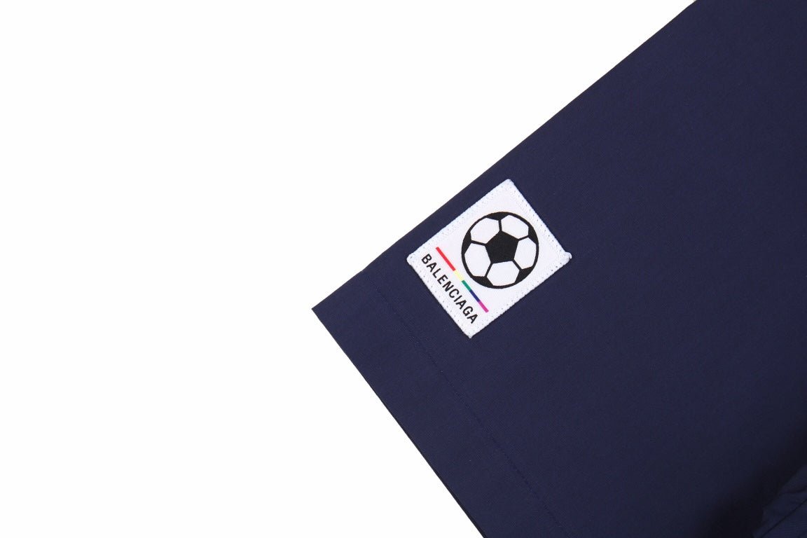 CHEMISE À MOTIFS LOGO À MANCHES LONGUES ET À BOUTONS, BLEU MARINE, DE BALENCIAGA