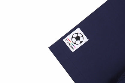 CHEMISE À MOTIFS LOGO À MANCHES LONGUES ET À BOUTONS, BLEU MARINE, DE BALENCIAGA