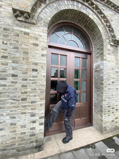 CHEMISE À MOTIFS LOGO À MANCHES LONGUES ET À BOUTONS, BLEU MARINE, DE BALENCIAGA