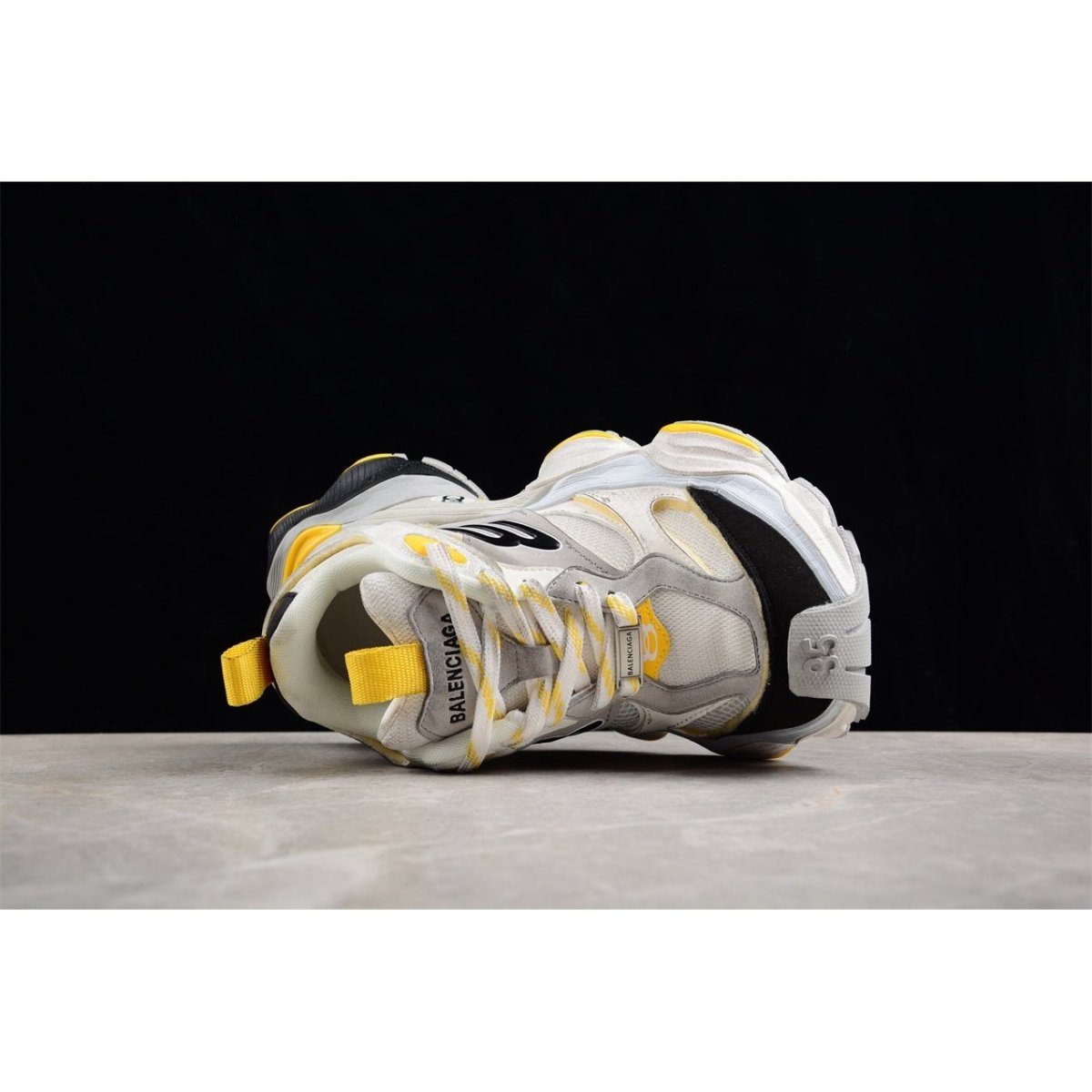 BALENCIAGA Cargo - Grey Yellow Sneakers - Black Unisex Streetwear Limited Edition - Introducing the BALENCIAGA Cargo x Grey Black Yellow, a dynamic blend of utilitarian functionality and