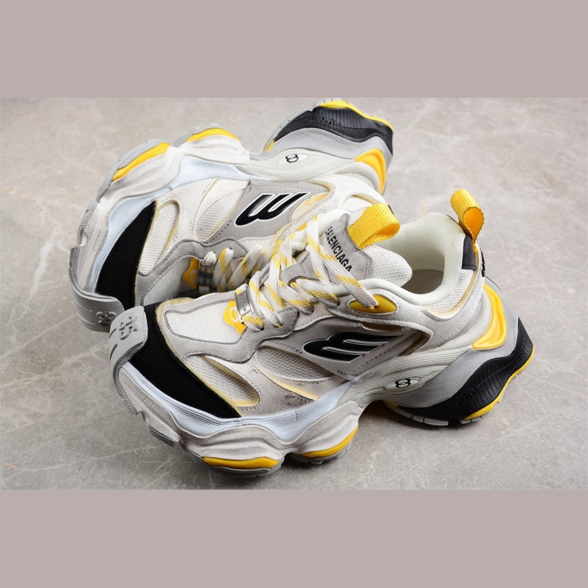 BALENCIAGA Cargo - Grey Yellow Sneakers - Black Unisex Streetwear Limited Edition - Introducing the BALENCIAGA Cargo x Grey Black Yellow, a dynamic blend of utilitarian functionality and