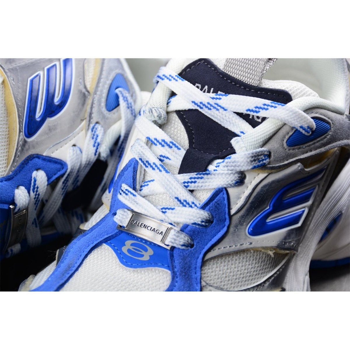 BALENCIAGA Cargo - Grey Blue Sneakers - White Unisex Streetwear Limited Edition - The BALENCIAGA Cargo x White Grey Blue sneakers are a striking addition to the Cargo