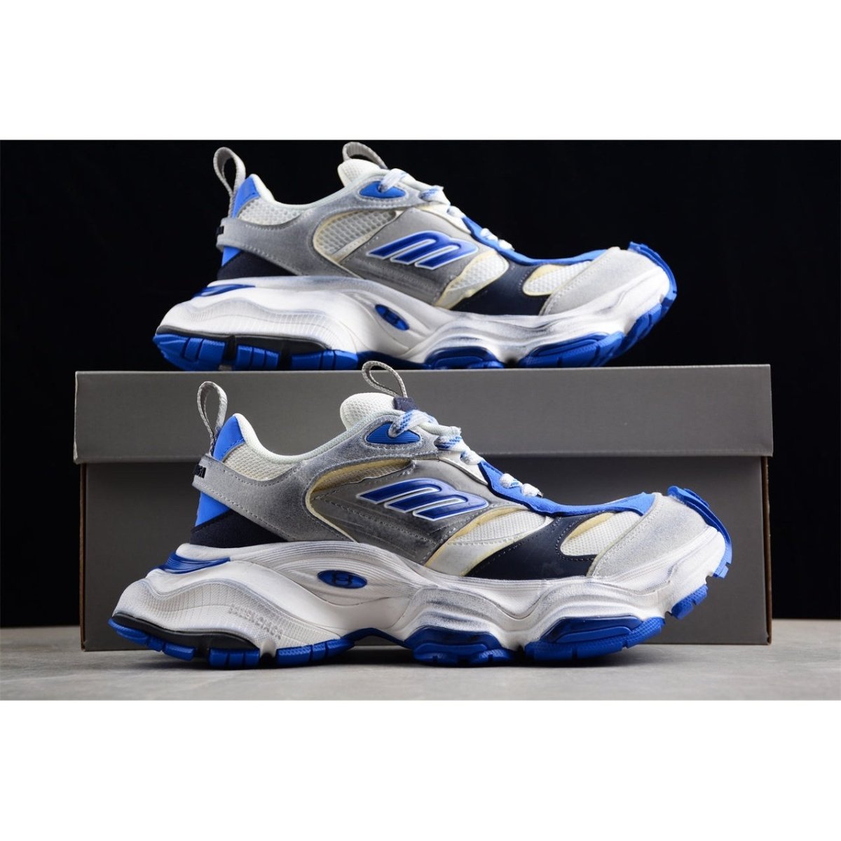 BALENCIAGA Cargo - Grey Blue Sneakers - White Unisex Streetwear Limited Edition - The BALENCIAGA Cargo x White Grey Blue sneakers are a striking addition to the Cargo