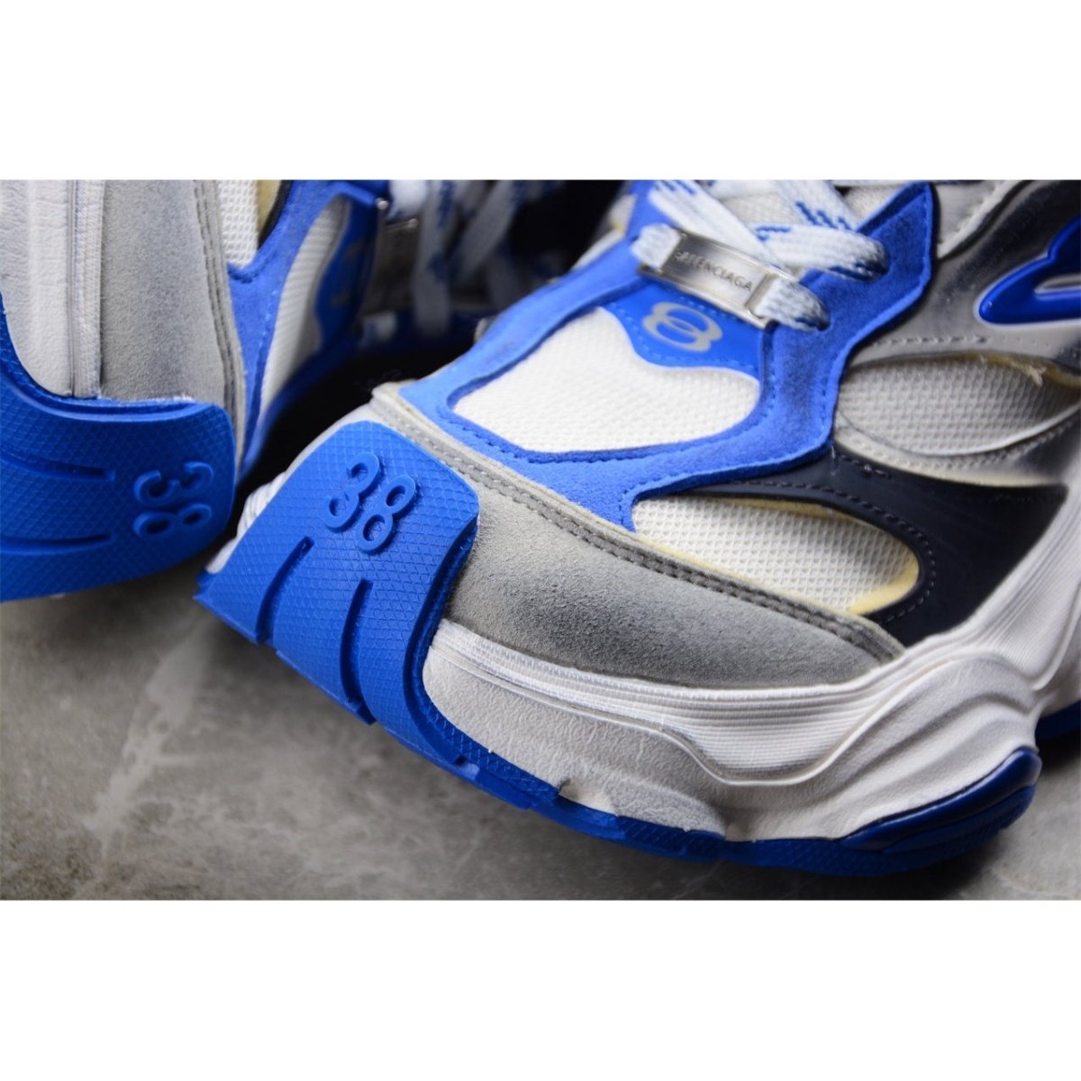 BALENCIAGA Cargo - Grey Blue Sneakers - White Unisex Streetwear Limited Edition - The BALENCIAGA Cargo x White Grey Blue sneakers are a striking addition to the Cargo