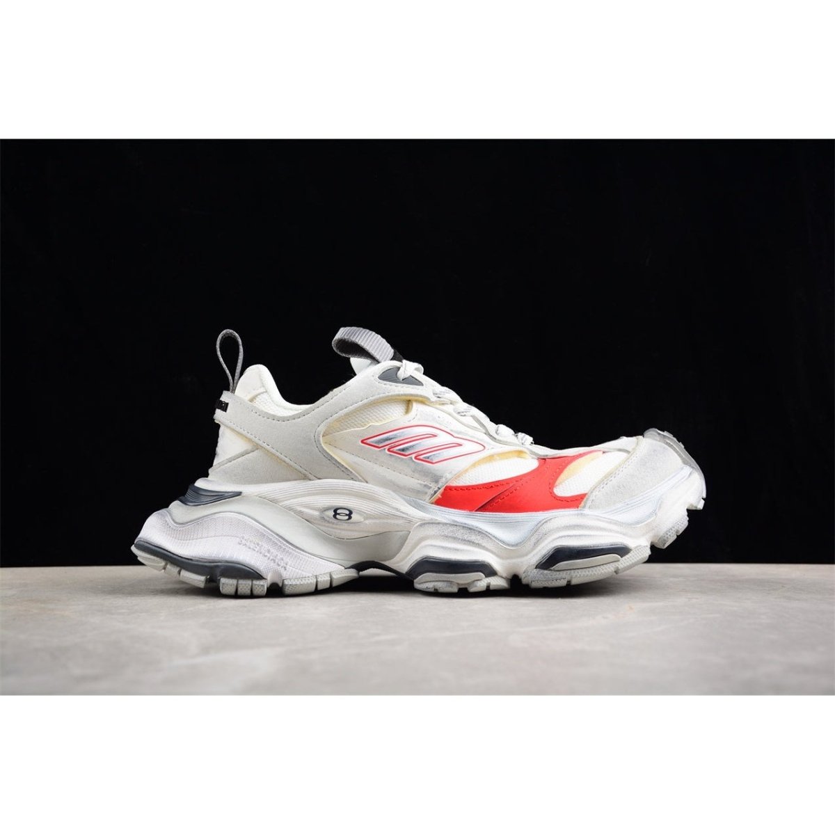 BALENCIAGA Cargo - Grey Red Sneakers - White Unisex Streetwear Limited Edition - The Balenciaga Cargo x White Grey Red sneakers offer a dynamic blend of utilitarian design