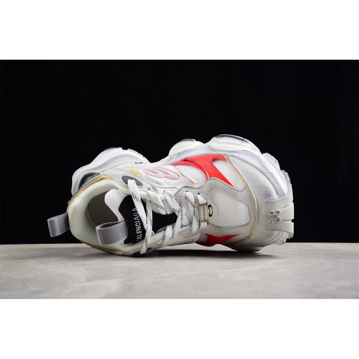 BALENCIAGA Cargo - Grey Red Sneakers - White Unisex Streetwear Limited Edition - The Balenciaga Cargo x White Grey Red sneakers offer a dynamic blend of utilitarian design