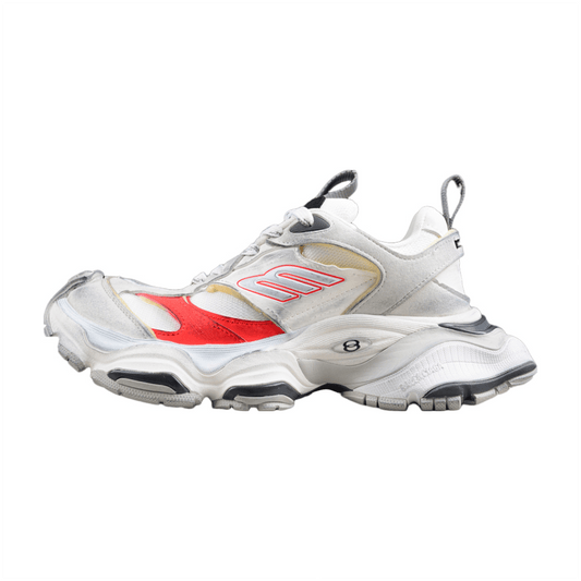 BALENCIAGA Cargo - Grey Red Sneakers - White Unisex Streetwear Limited Edition - The Balenciaga Cargo x White Grey Red sneakers offer a dynamic blend of utilitarian design