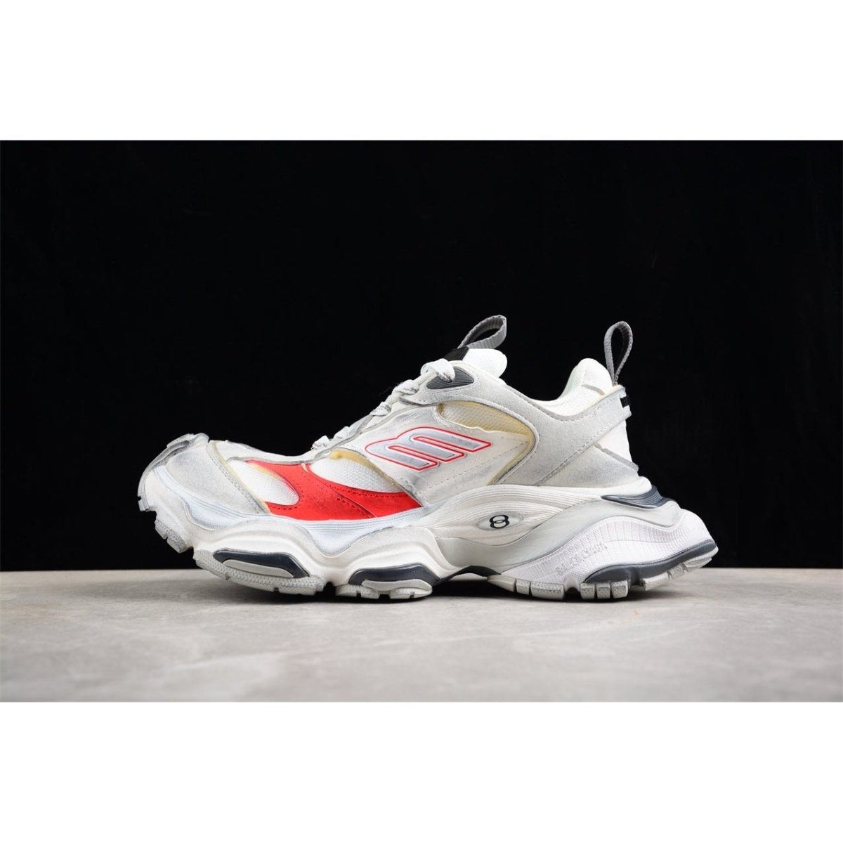BALENCIAGA Cargo - Grey Red Sneakers - White Unisex Streetwear Limited Edition - The Balenciaga Cargo x White Grey Red sneakers offer a dynamic blend of utilitarian design