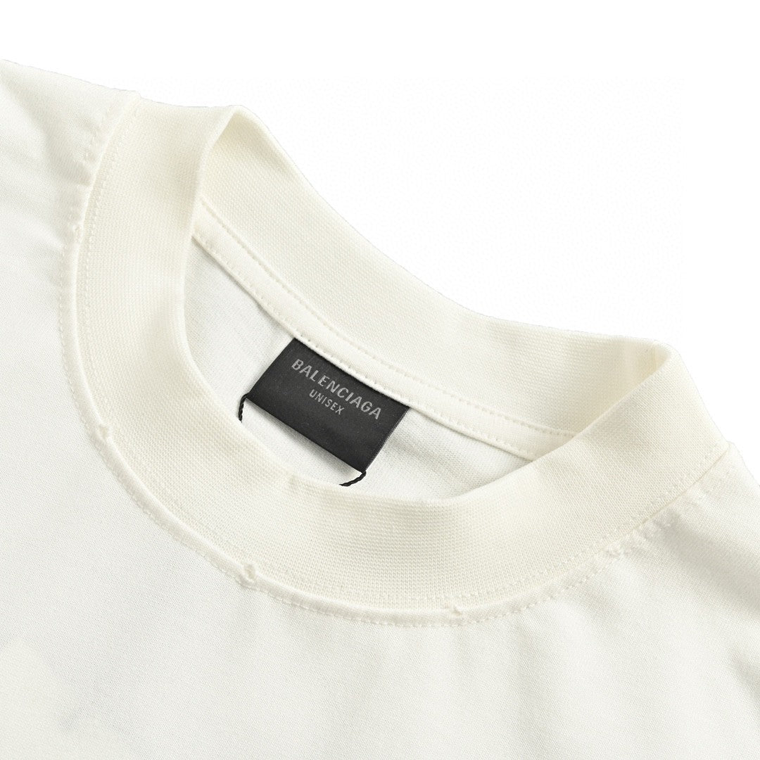 Balenciaga Cd Graphic T-shirt - White Unisex Streetwear Limited Edition - <span>This Balenciaga t-shirt features a unique CD graphic with 'Happy Valentine' text on the chest.
