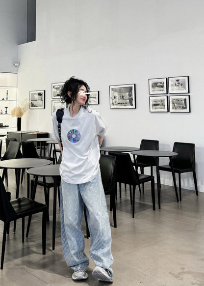 Camiseta blanca con gráfico CD de Balenciaga