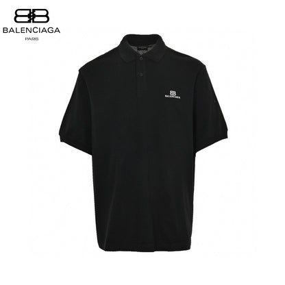 Balenciaga Classic Logo Polo Shirt (black) Unisex Streetwear Limited Edition - This Balenciaga polo shirt in black features a classic design with a buttoned placket and