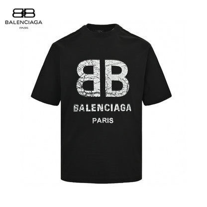 Balenciaga Cracked 'bb' Logo T-shirt (black) Unisex Streetwear Limited Edition - The Balenciaga Cracked 'BB' Logo T-Shirt in black is a standout piece that effortlessly combines