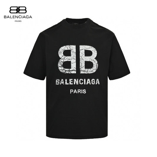 Balenciaga Cracked 'bb' Logo T-shirt (black) Unisex Streetwear Limited Edition - The Balenciaga Cracked 'BB' Logo T-Shirt in black is a standout piece that effortlessly combines